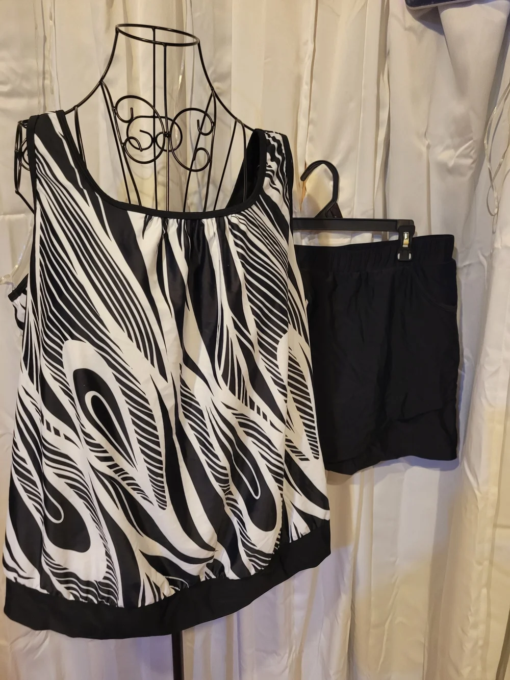 Amazon Black and White Women's Two-Piece Swim Tankini with Shorts